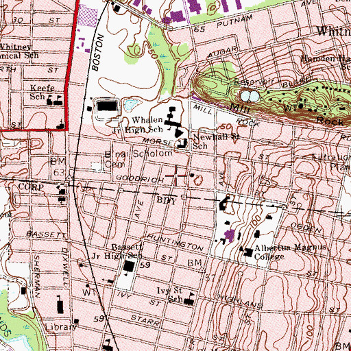 Topographic Map of Christian Tabernacle Baptist Church, CT