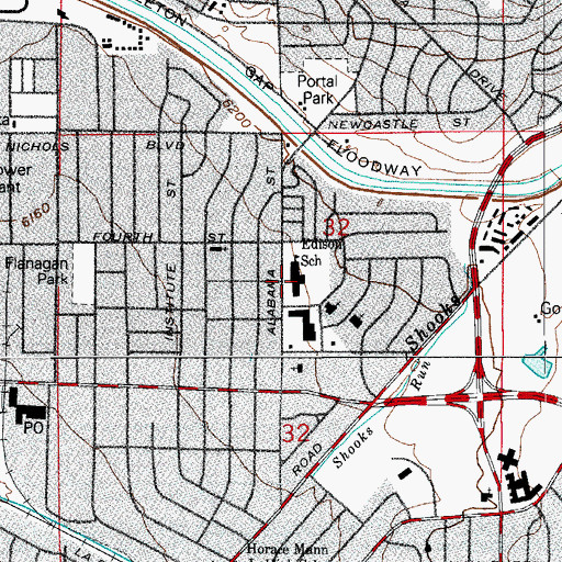 Topographic Map of Edison School, CO