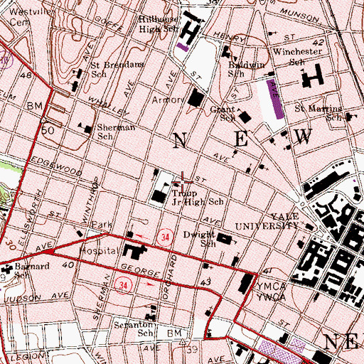 Topographic Map of Church of God and Saints of Christ Church, CT