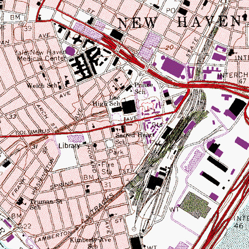 Topographic Map of Church of the Sacred Heart, CT