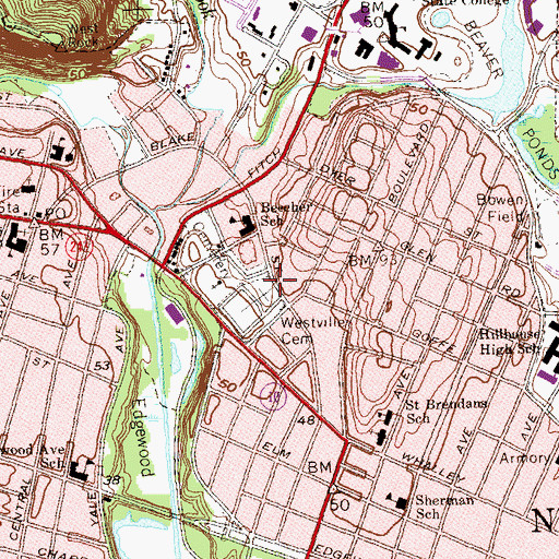 Topographic Map of City Cemetery, CT