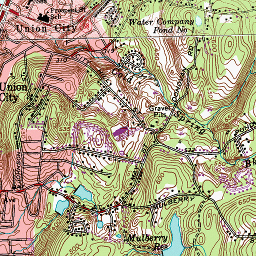 Topographic Map of City Hill Middle School, CT