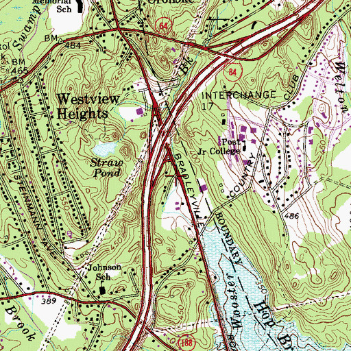 Topographic Map of Clay Pond, CT