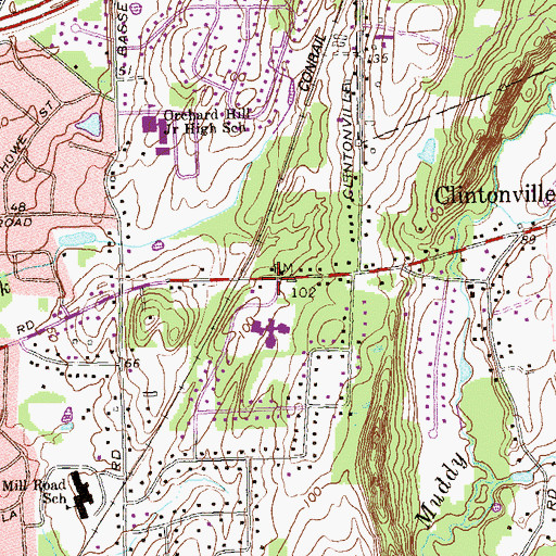 Topographic Map of Clintonville Elementary School, CT