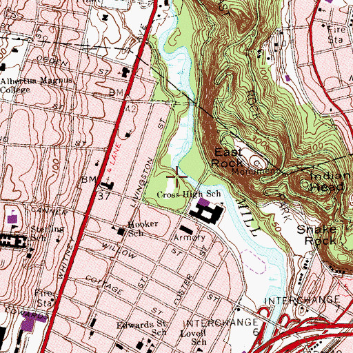 Topographic Map of College Woods, CT