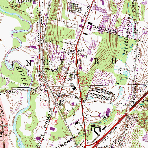 Topographic Map of Colony Shopping Park Shopping Center, CT