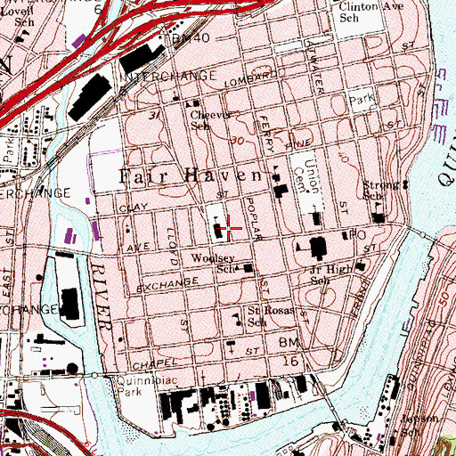 Topographic Map of Columbus Family Academy, CT