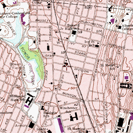 Topographic Map of Community Baptist Church, CT