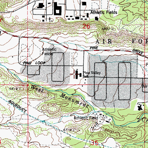 Topographic Map of Pine Valley School, CO