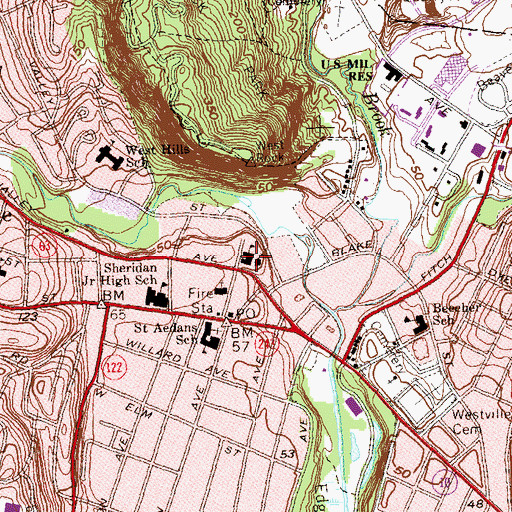 Topographic Map of Congregation Beth El Keser Israel, CT