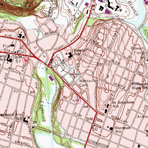 Topographic Map of Congregation Mishkan Israel Cemetery, CT