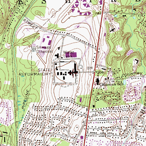 Topographic Map of Cheshire Correctional Institution, CT