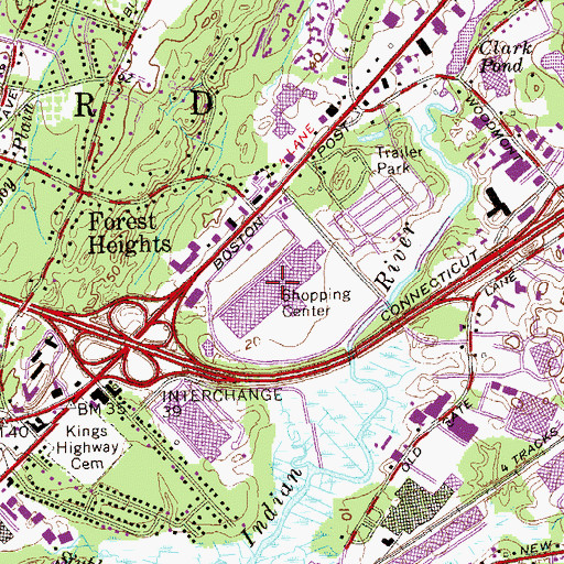 Topographic Map of Connecticut Post Mall Shopping Center, CT