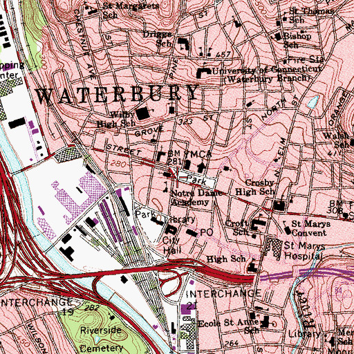 Topographic Map of Connecticut State Judicial Department Law Library, CT