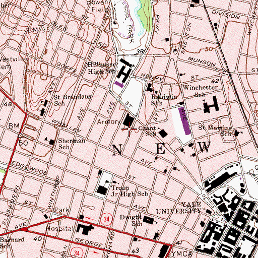 Topographic Map of Connecticut Superior Court Juvenile Court and Detention Center, CT