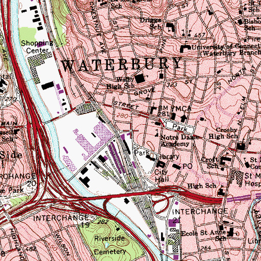Topographic Map of Convent Notre Dame School (historical), CT