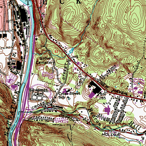 Topographic Map of Crosspointe Plaza Shopping Center, CT