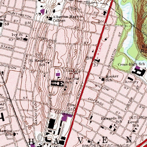 Topographic Map of Curtis Building, CT