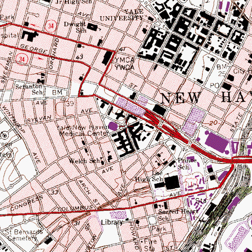Topographic Map of Dana Building, CT