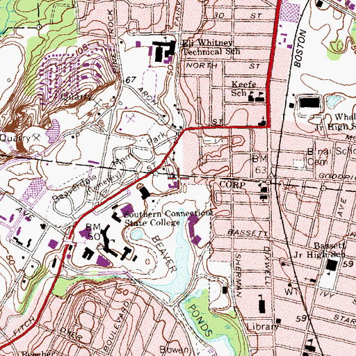 Topographic Map of Davis Building, CT