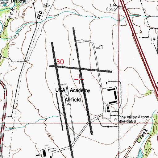 Topographic Map of Pine Valley Airport (historical), CO