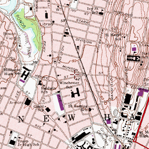 Topographic Map of Decosta Playground, CT