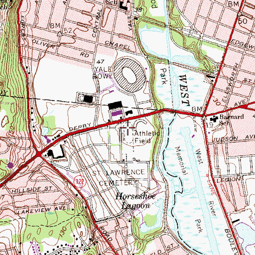 Topographic Map of Dewitt Cuyler Field, CT