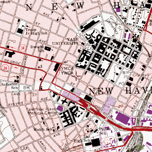 Topographic Map of Dixwell Health Center, CT