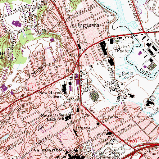 Topographic Map of Dodd Building, CT