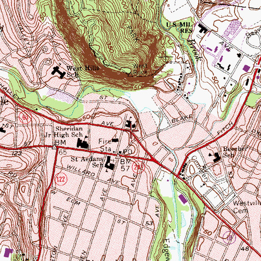 Topographic Map of Donald Mitchell Library, CT