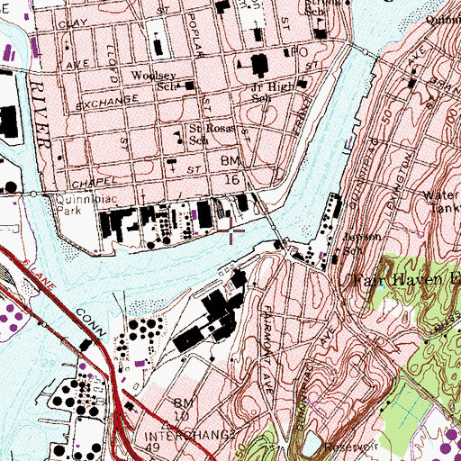 Topographic Map of Dragon Point, CT