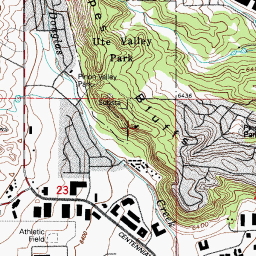 Topographic Map of Popes Bluffs, CO