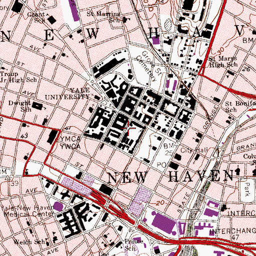 Topographic Map of Dwight Chapel, CT