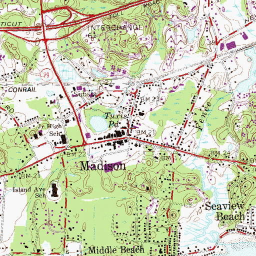 Topographic Map of E C Scranton Memorial Library, CT