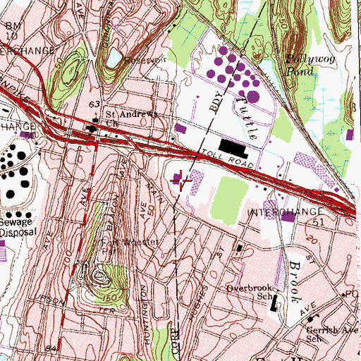 Topographic Map of East Haven Plaza Shopping Center, CT