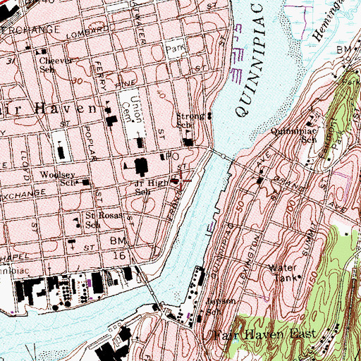 Topographic Map of East Pearl Street United Methodist Church, CT