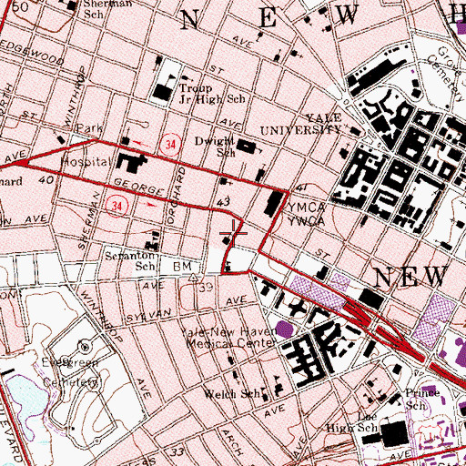 Topographic Map of Ebenezer Chapel, CT