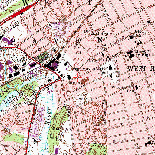 Topographic Map of Edgar C Stiles School, CT