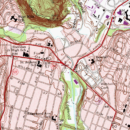 Topographic Map of Edgewood Park Historic District, CT