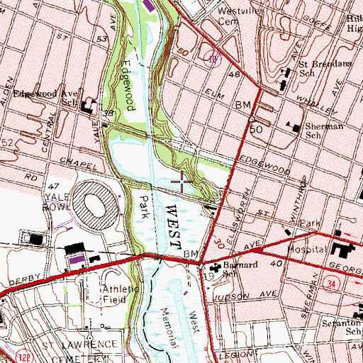 Topographic Map of Edgewood Park Pond, CT