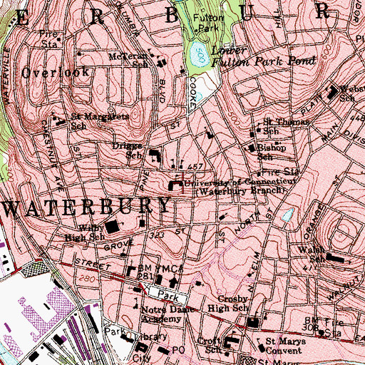 Topographic Map of Edward H Kirschbaum Library, CT