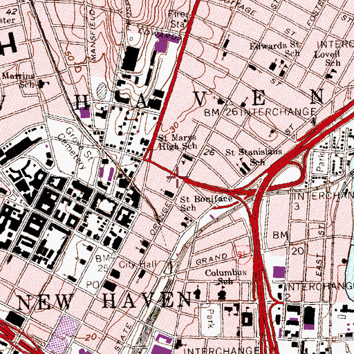 Topographic Map of Educational Center for the Arts, CT