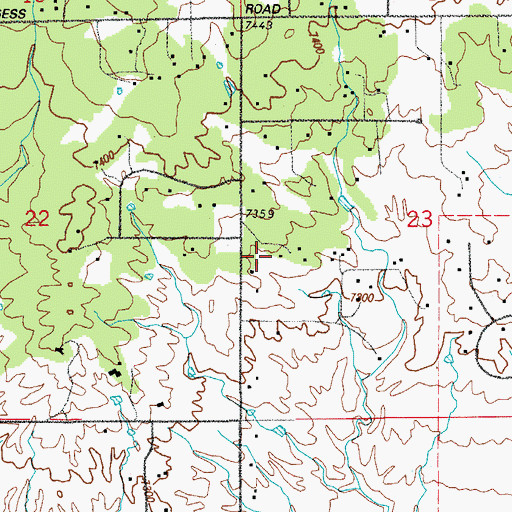 Topographic Map of Hyatt Ranch, CO