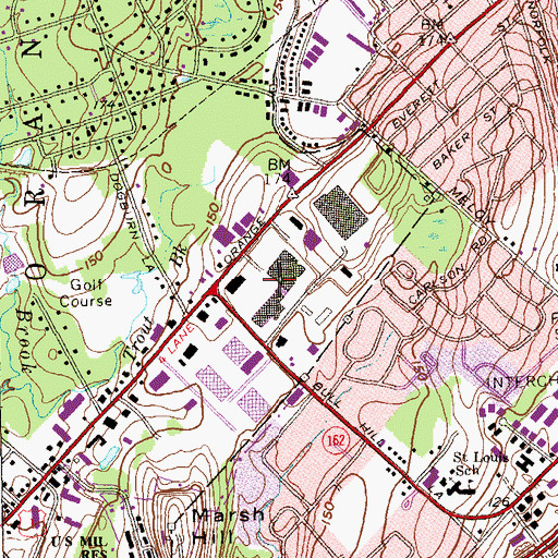 Topographic Map of Edwards Plaza Shopping Center, CT