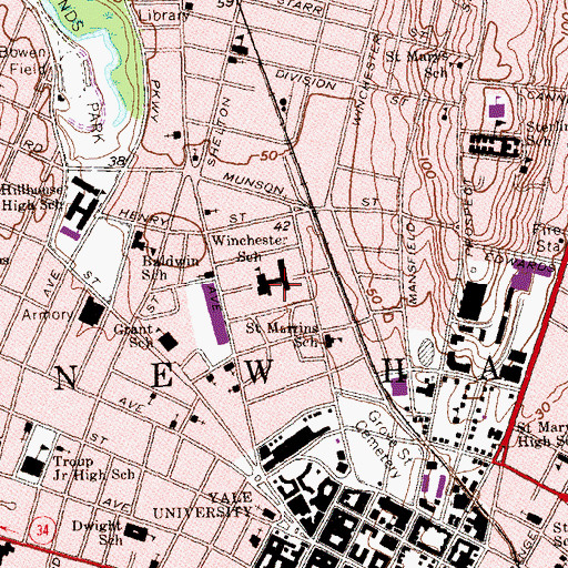 Topographic Map of Elm Haven, CT