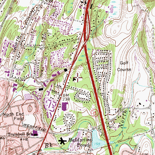 Topographic Map of Express Plaza Shopping Center, CT