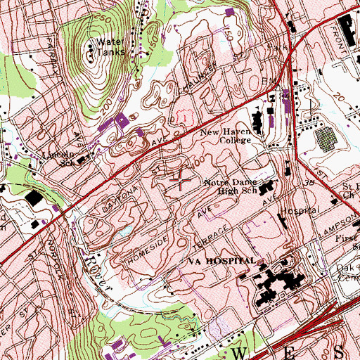 Topographic Map of Faith Baptist Church, CT