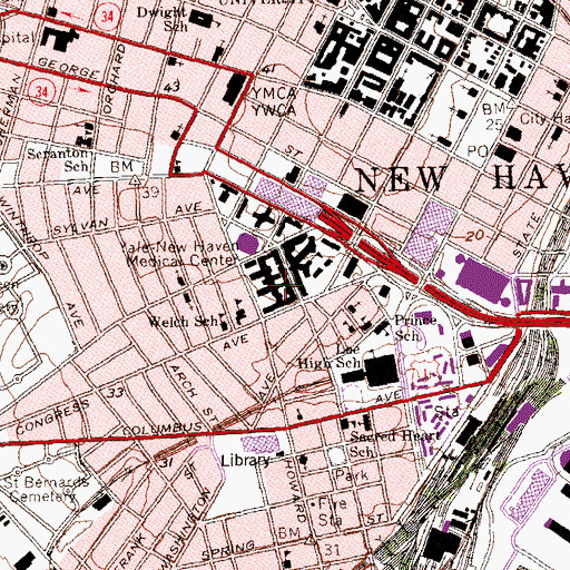 Topographic Map of Farnam Wing, CT