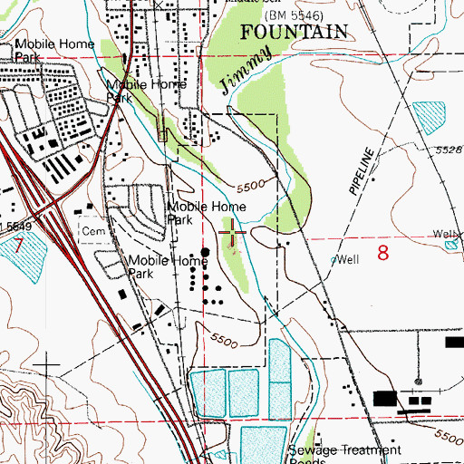 Topographic Map of Jimmy Camp Creek, CO