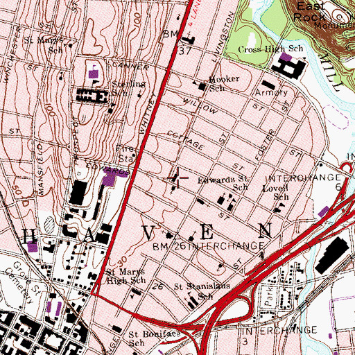 Topographic Map of First Baptist Church, CT